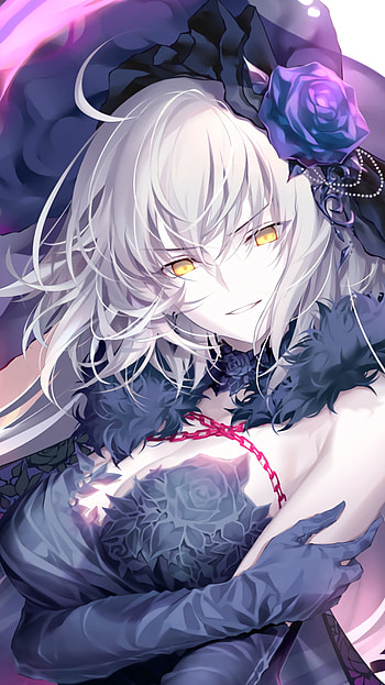 white hair, yellow eyes, Avenger (Fate/Grand Order), Jeanne d'Arc Alter, Anime, Fate/Grand Order HD phone wallpaper