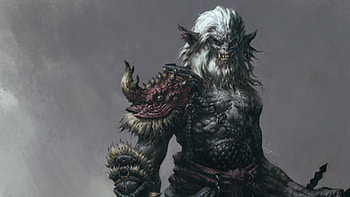 creature, eyes, artwork, fantasy, swords, red, game, ears, creatures, long HD wallpaper