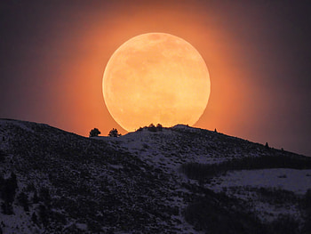 Moon Rising Over The Wasatch Mountains, moon, nature HD wallpaper