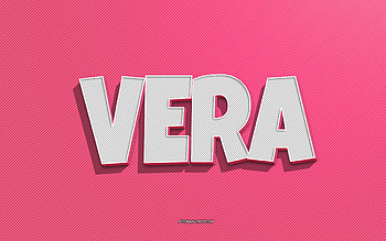 Vera, pink lines background, with names, Vera name, female names, Vera greeting card, line art, with Vera name HD wallpaper