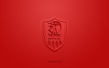 Hapoel Umm al-Fahm FC, creative 3D logo, red background, Liga Leumit, 3d emblem, Israel Football Club, Umm al-Fahm, Israel, 3d art, football, Hapoel Umm al-Fahm FC 3d logo HD wallpaper