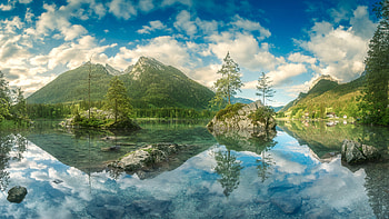 Hintersee, Ramsau, Bavaria, Germany, lake, nature, reflection HD wallpaper
