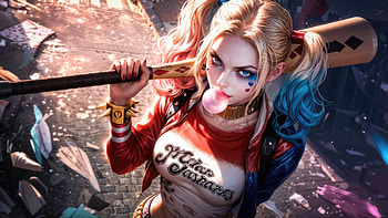 Harley Quinn Anarchy With A Grin, harley-quinn, superheroes, artist, artwork, digital-art, deviantart HD wallpaper