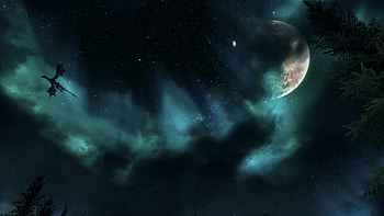 ... Skyrim dragon night sky by Mallony HD wallpaper
