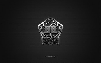Bilbao Basket, Spanish basketball club, silver logo, gray carbon fiber background, Liga ACB, basketball, Bilbao, Spain, Bilbao Basket logo HD wallpaper