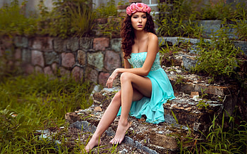 Women Model Sitting, women, model, graphy, dress HD wallpaper