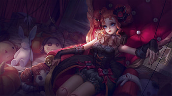 Angela, doll, fantasy, ghfartstudio, red, girl, g h f art studio, dark HD wallpaper