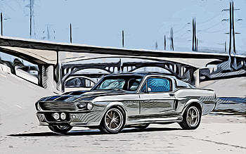 Ford Shelby Mustang GT500 Eleanor, , vector art, 1967 cars, abstract cars, creative, Shelby Mustang GT500 Eleanor drawing, muscle cars, cars drawings, Ford HD wallpaper
