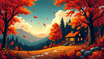 Autumn Serenity: A Ultra Experience, fall, cabin, Autumn, forest, landscape HD wallpaper