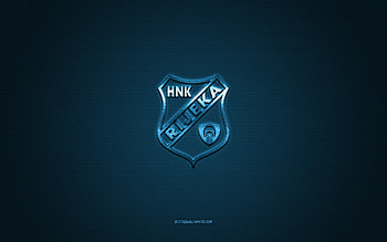 HNK Rijeka, Croatian football club, blue logo, blue carbon fiber background, Prva HNL, football, Rijeka, Croatia, HNK Rijeka logo HD wallpaper