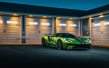 Ford GT, front view, exterior, green Ford GT, supercar, American sports cars, Ford HD wallpaper