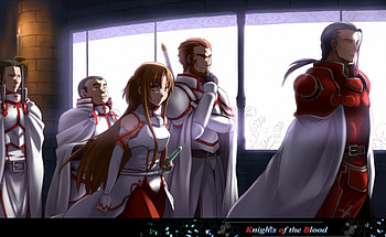 Knights of the Blood, godfrey, cute, knight, yuuki asuna, long hair, sword art online, team, group, heathcliff, kuradeel, short hair, daizen, male, warrior, female, handsome, sexy, asuna, hot, girl, asuna yuuki, yuuki, armor, anime girl, sao, boy, anime, cool, brown hair, guy HD wallpaper