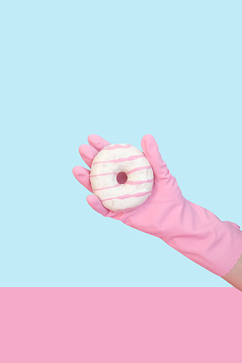 Hand, Minimalism, Glove, Doughnut, Donut HD phone wallpaper
