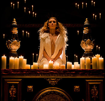 Pray, beautiful, light, woman, candels HD wallpaper