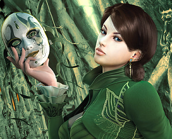 Green Outfit Sexy Babe, sexy, babe, green, hot, cgi, sensual HD wallpaper