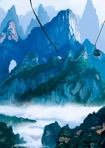 Nature, Art, Mountains, Cableway, Cable Car HD phone wallpaper