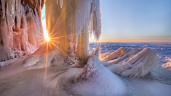 Beautiful Winter, winter, sea, sun, snow HD wallpaper