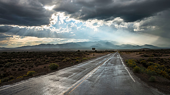 Empty Road Clouds Mountains HD wallpaper