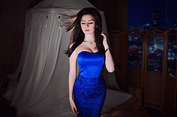 Blue Dress Model, model, girls, dress, blue, blue-dress HD wallpaper