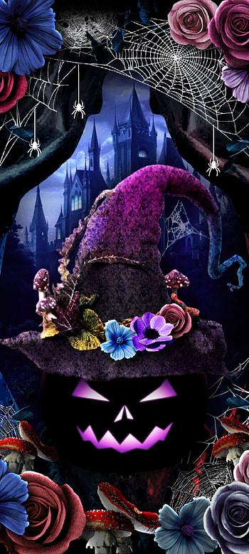 Witch Halloween, Festival, electric blue, magenta, Pumpkin, Premium HD phone wallpaper