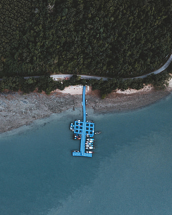 Nature, Sea, View From Above, Coast, Pier, Boat HD phone wallpaper