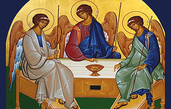 Holy Trinity, Cup, table, Angels, three HD wallpaper