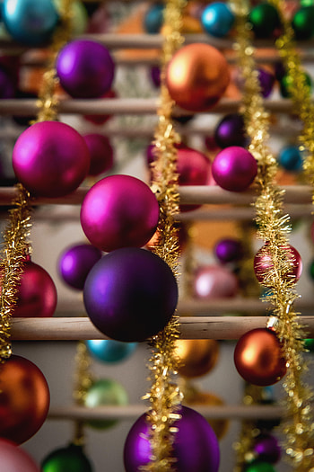 Holidays, New Year, Decorations, Multicolored, Motley, Christmas, Tinsel, Balls HD phone wallpaper