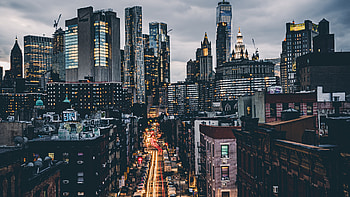 High towers buildings, Evening cityscape, U HD wallpaper