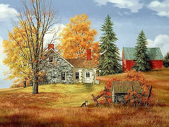 Autumn at the Farm, farm, trees, autumn, home, season HD wallpaper