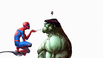 Spiderman Hulk Funny, spiderman, hulk, superheroes HD wallpaper
