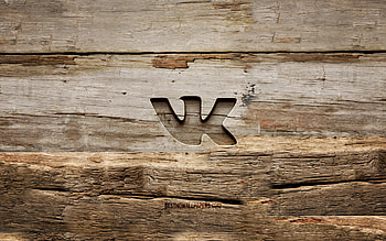 VKontakte wooden logo, , wooden backgrounds, social networks, VKontakte logo, creative, wood carving, VKontakte HD wallpaper