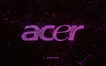 Acer glitter logo, , black background, Acer logo, purple glitter art, Acer, creative art, Acer purple glitter logo HD wallpaper
