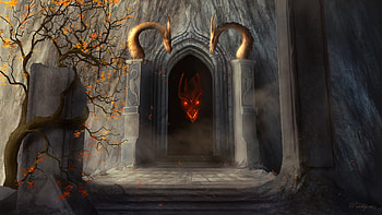 Dragon at gate, fantasy HD wallpaper