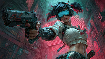 Cyberpunk Warrior In Pink Assassin, cyberpunk, girl, gun, warrior, artist, artwork, art, digital-art, ai, deviantart HD wallpaper