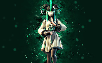 Enchanted Spirit Charlotte, , turquoise neon lights, Fortnite Battle Royale, Fortnite characters, Enchanted Spirit Charlotte Skin, Fortnite, Enchanted Spirit Charlotte Fortnite HD wallpaper