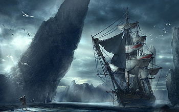 Ghost Pirate Ship HD wallpaper