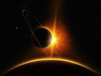 universe, space, planets, red HD wallpaper