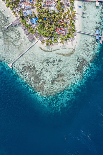 Nature, Sea, City, Building, View From Above, Coast, Island HD phone wallpaper