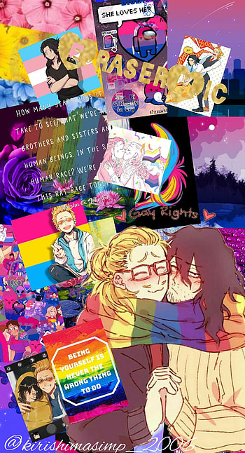 Erasermic, rainbow, mha, bnha, cute, anime HD phone wallpaper