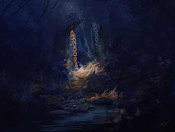 Art, Dark, Forest HD wallpaper