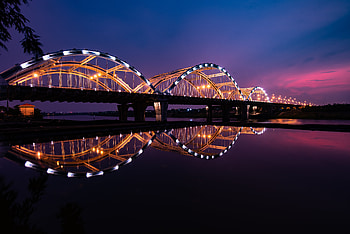 Bridges, , Bridge, Night, Reflection, Vietnam HD wallpaper