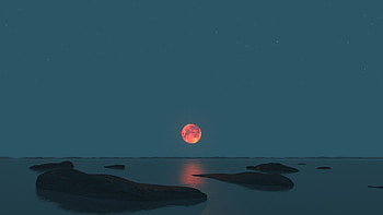Beautiful Moon View Stones Ocean Blue Sky Nature HD wallpaper