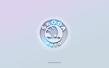 Skoda logo, cut out 3d text, white background, Skoda 3d logo, Skoda emblem, Skoda, embossed logo, Skoda 3d emblem HD wallpaper