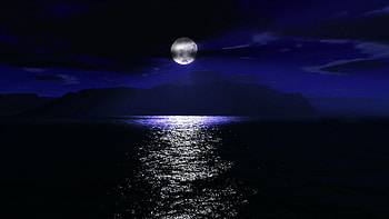 Sea, Landscape, Night, Moon HD wallpaper