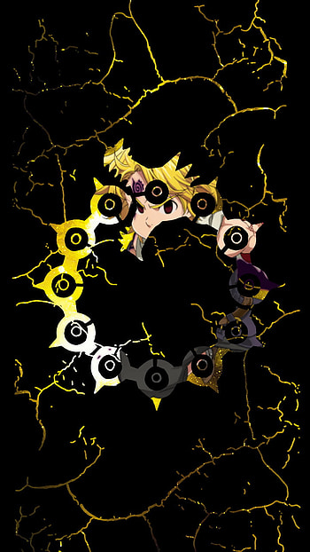 Dragon Sin of Wraith, meliodas, 7 deadly sins, 7ds, yellow, galaxy, anime HD phone wallpaper