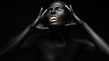 Black Face, face, fashion, black, woman HD wallpaper