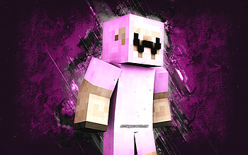 Pink Sheep Humanoid, Minecraft Skins, Minecraft, pink stone background, Pink Sheep Minecraft, Pink Sheep character, grunge art, Pink Sheep Humanoid Skin HD wallpaper