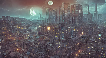 The Night Sky Above an Arkham Horror, AI Art, city HD wallpaper