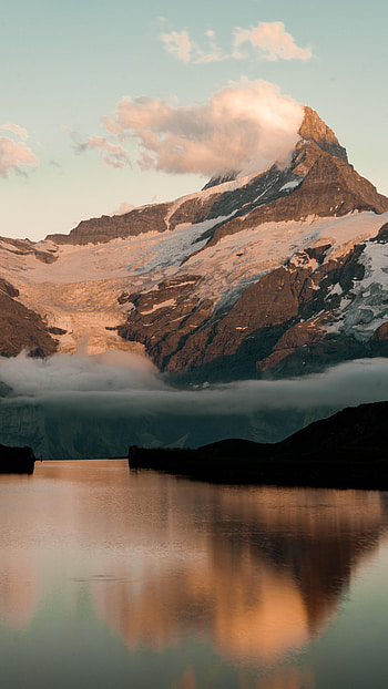 Nature, Mountains, Clouds, Rocks, Lake, Snow Covered, Snowbound HD phone wallpaper