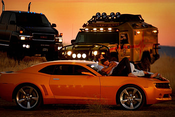 Shia LaBeouf, Sunset, Transformers, Chevrolet Camaro HD wallpaper